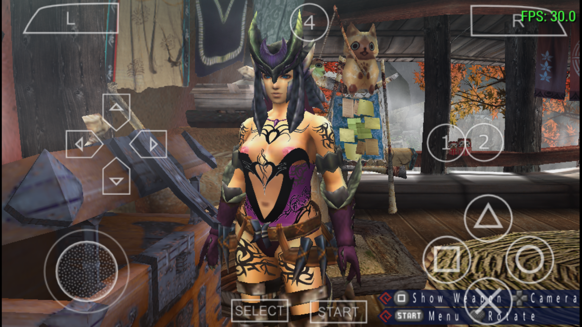 Another screenshot from a PPSSPP game showcasing a nude character mod