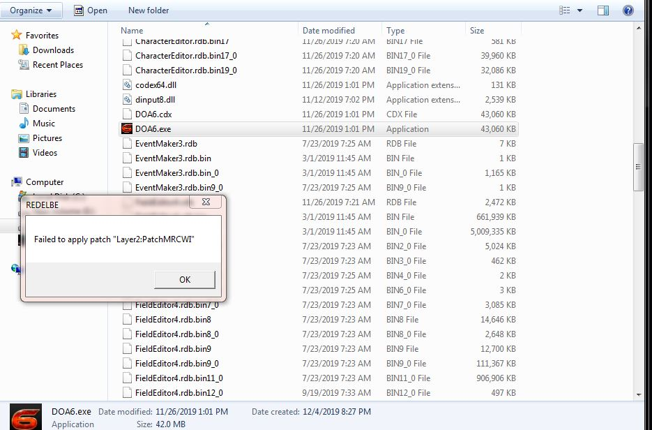 Failed To Apply Patch