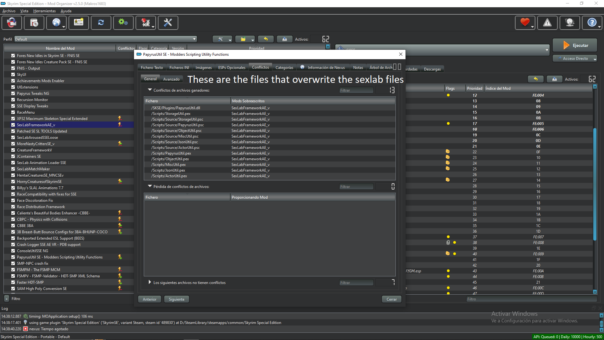 SexLab overwritten by PapyrusUtil SE