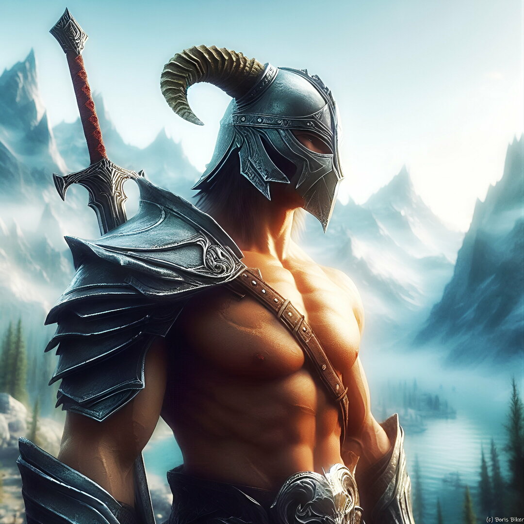hyperrealistischesBilddesDragonbornmitfreiemOberkrperundeinemSchwertvordenBergenTamrielsausSkyrimmitHelmvonderDrachenplattenrstung_hochskaliert.thumb.jpg.eeaa7de6cb63cadb3d35f0b79fb4cb9d.jpg